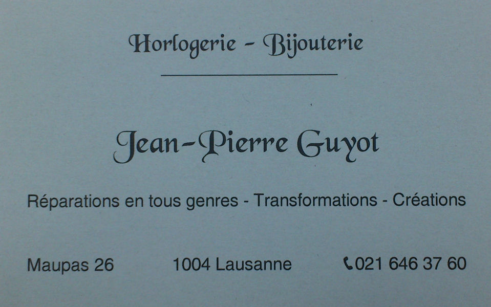 Jean-Pierre Guyot... Horloger...