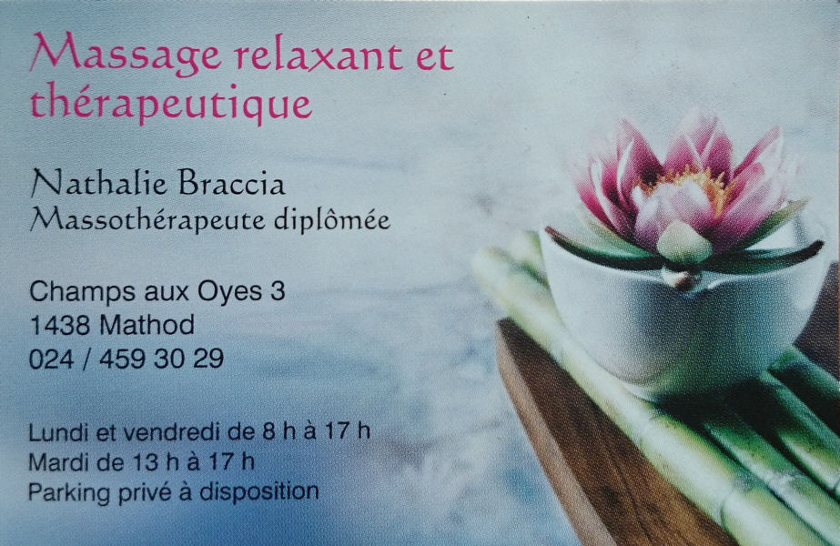 Massage relaxant et thrapeutique... Nathalie Braccia...
