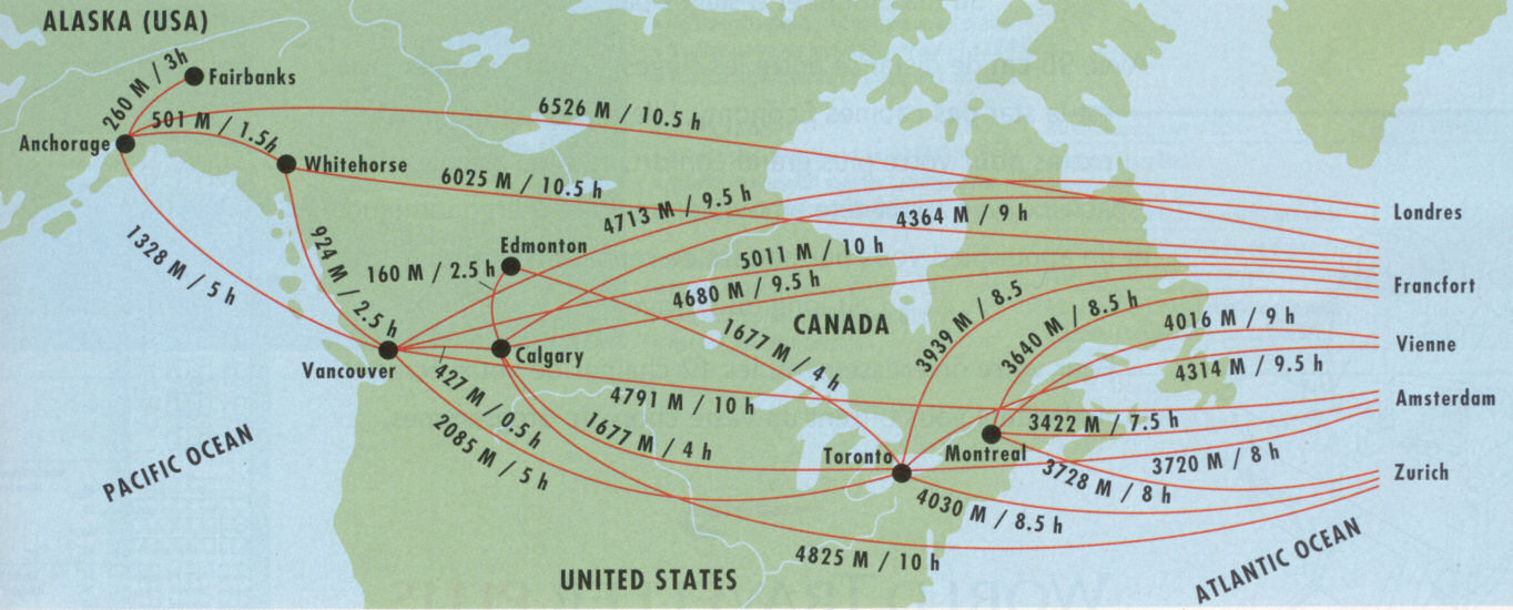  Carte gographique du Canada avec distances... 