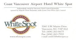  Coast Vancouver Airport Hotel White Spot, Vancouver, British Columbia, Canada... 