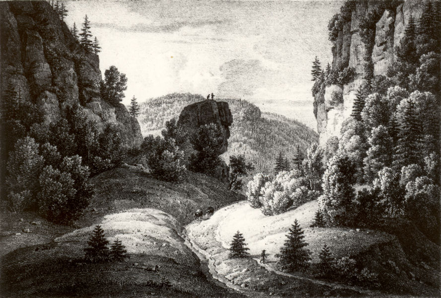  Col du Mont d'Orzeires - Pierre  Punex... Gravure de C. Bourgeois, vers 1821... 