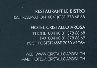 Hotel Cristallo, Restaurant Le Bistro, Arosa...