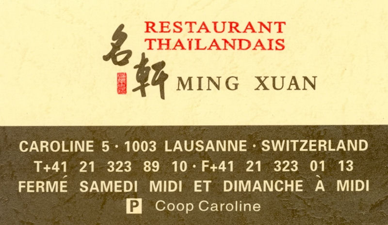  Restaurant Thalandais "Ming Xuan"  Lausanne... 